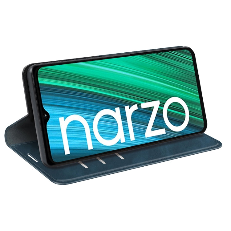 For OPPO Realme Narzo 50A Retro-skin Magnetic Suction Leather Case with Holder & Card Slots & Wallet