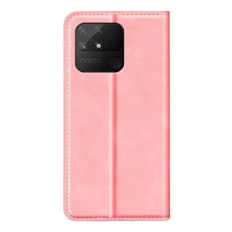 For OPPO Realme Narzo 50A Retro-skin Magnetic Suction Leather Case with Holder & Card Slots & Wallet