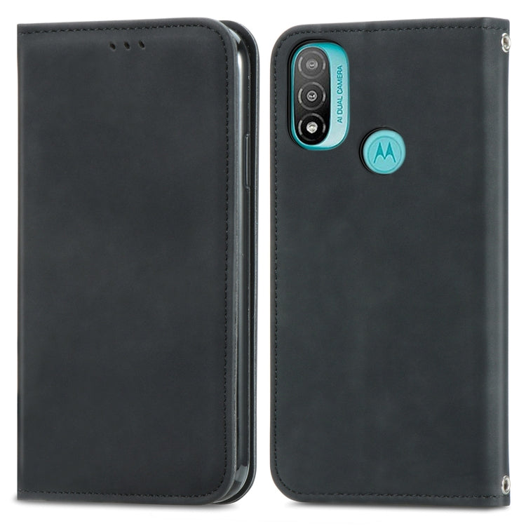 For Motorola Moto E20 Retro Skin Feel Magnetic Horizontal Flip Leather Case with Holder & Card Slots & Wallet & Photo Frame