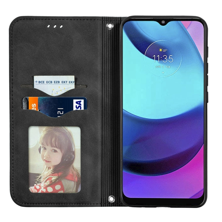 For Motorola Moto E20 Retro Skin Feel Magnetic Horizontal Flip Leather Case with Holder & Card Slots & Wallet & Photo Frame