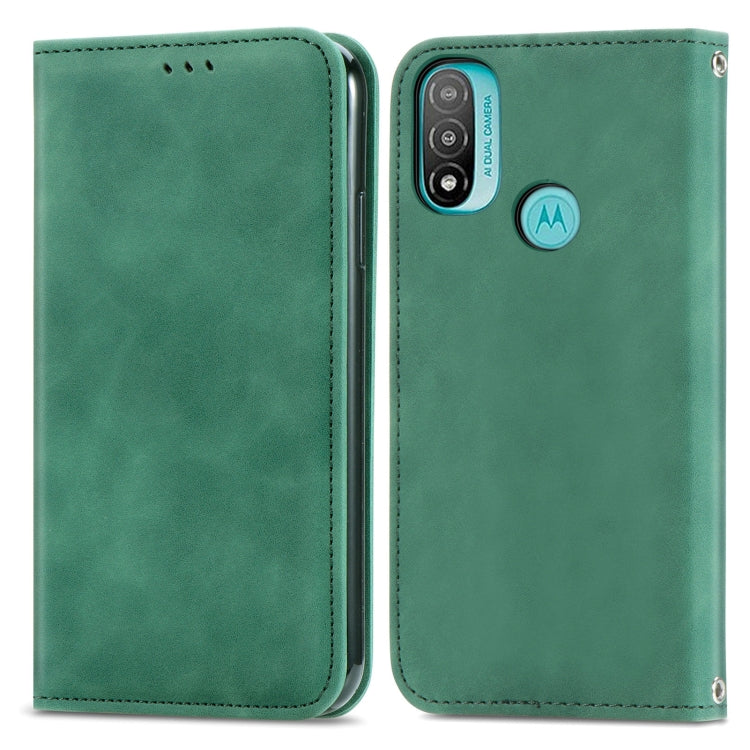 For Motorola Moto E20 Retro Skin Feel Magnetic Horizontal Flip Leather Case with Holder & Card Slots & Wallet & Photo Frame