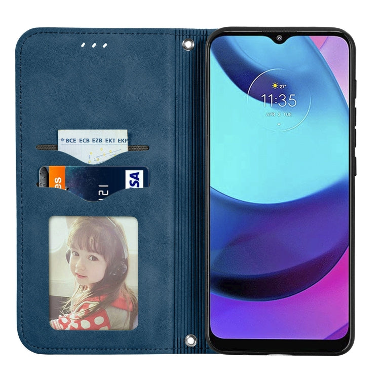 For Motorola Moto E20 Retro Skin Feel Magnetic Horizontal Flip Leather Case with Holder & Card Slots & Wallet & Photo Frame