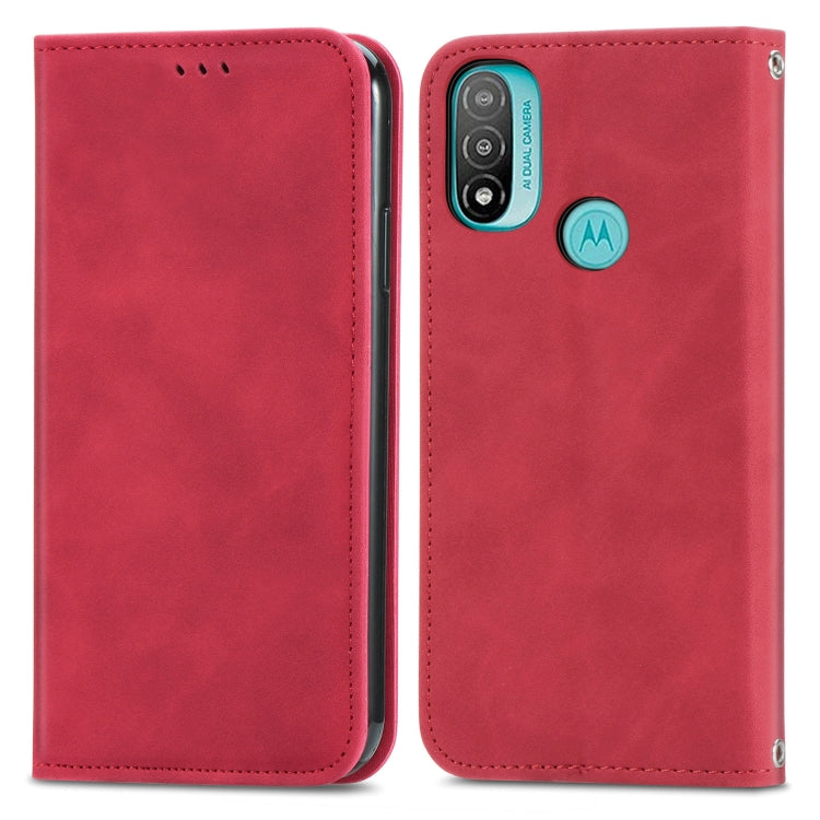 For Motorola Moto E20 Retro Skin Feel Magnetic Horizontal Flip Leather Case with Holder & Card Slots & Wallet & Photo Frame