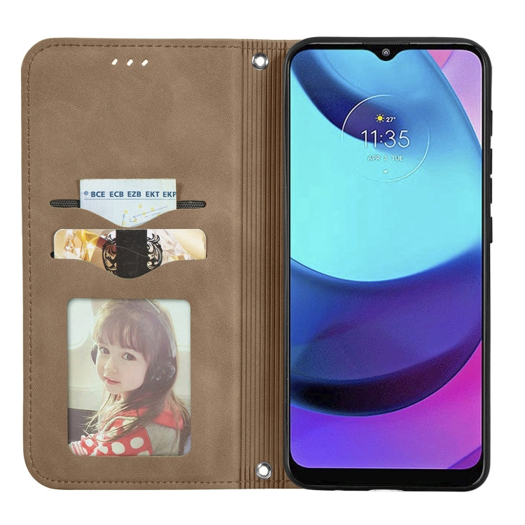 For Motorola Moto E20 Retro Skin Feel Magnetic Horizontal Flip Leather Case with Holder & Card Slots & Wallet & Photo Frame
