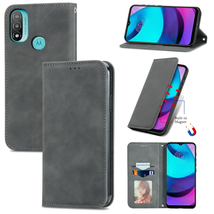 For Motorola Moto E20 Retro Skin Feel Magnetic Horizontal Flip Leather Case with Holder & Card Slots & Wallet & Photo Frame