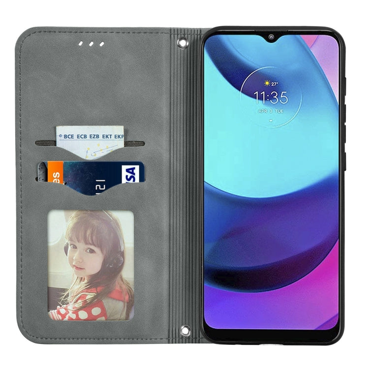 For Motorola Moto E20 Retro Skin Feel Magnetic Horizontal Flip Leather Case with Holder & Card Slots & Wallet & Photo Frame
