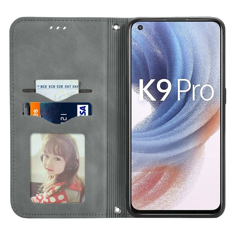 For OPPO K9 Pro Retro Skin Feel Magnetic Horizontal Flip Leather Case with Holder & Card Slots & Wallet & Photo Frame