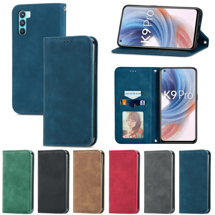 For OPPO K9 Pro Retro Skin Feel Magnetic Horizontal Flip Leather Case with Holder & Card Slots & Wallet & Photo Frame