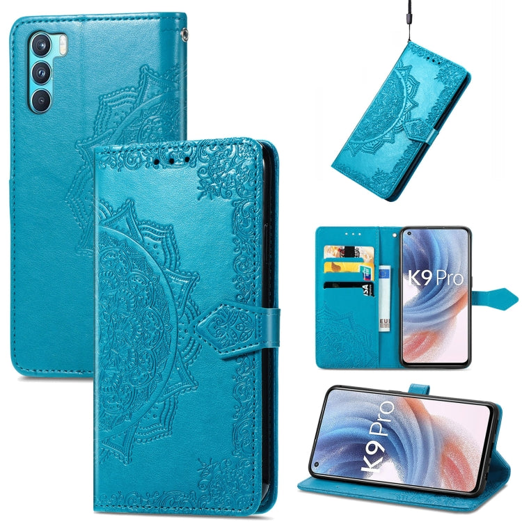 For OPPO K9 Pro Mandala Flower Embossed Horizontal Flip Leather Case with Holder & Card Slots & Wallet & Lanyard