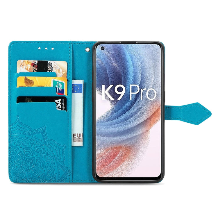 For OPPO K9 Pro Mandala Flower Embossed Horizontal Flip Leather Case with Holder & Card Slots & Wallet & Lanyard