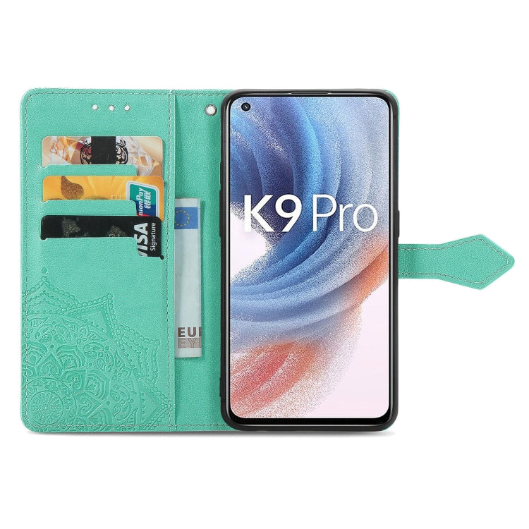 For OPPO K9 Pro Mandala Flower Embossed Horizontal Flip Leather Case with Holder & Card Slots & Wallet & Lanyard