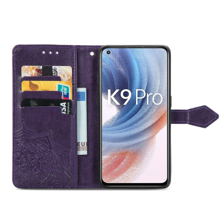 For OPPO K9 Pro Mandala Flower Embossed Horizontal Flip Leather Case with Holder & Card Slots & Wallet & Lanyard