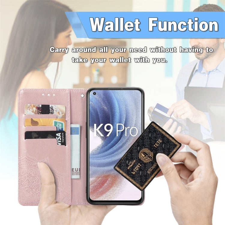 For OPPO K9 Pro Mandala Flower Embossed Horizontal Flip Leather Case with Holder & Card Slots & Wallet & Lanyard