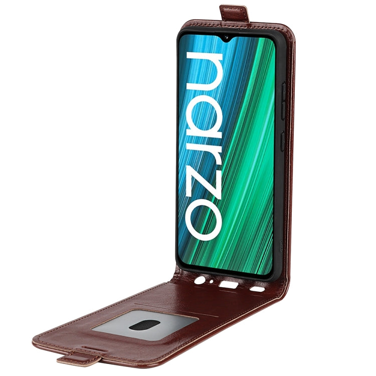 For OPPO Realme Narzo 50A R64 Texture Vertical Flip Leather Case with Card Slots & Photo Frame