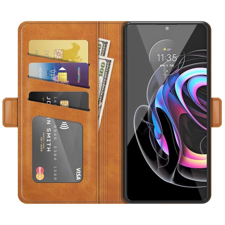 For Motorola Edge 20 lite 5G Dual-side Magnetic Buckle Horizontal Flip Phone Leather Case with Holder & Card Slots & Wallet