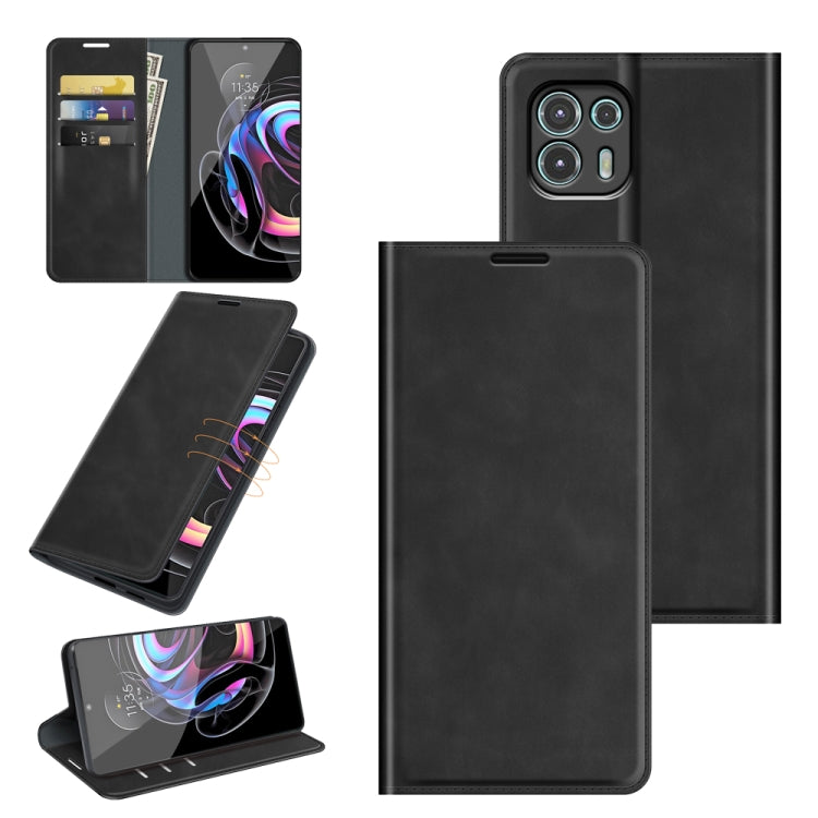 For Motorola Edge 20 lite Retro-skin Business Magnetic Suction Phone Leather Case with Holder & Card Slots & Wallet