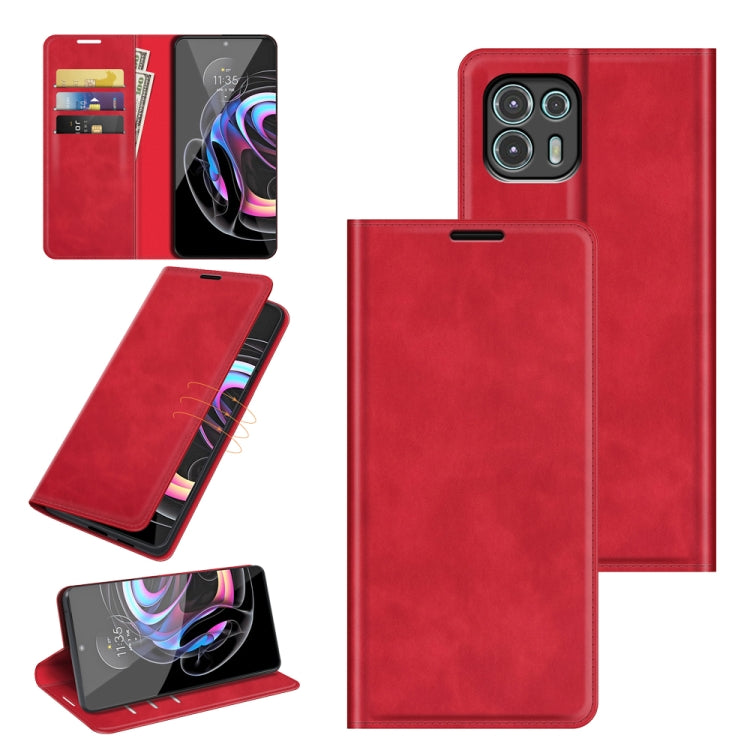 For Motorola Edge 20 lite Retro-skin Business Magnetic Suction Phone Leather Case with Holder & Card Slots & Wallet