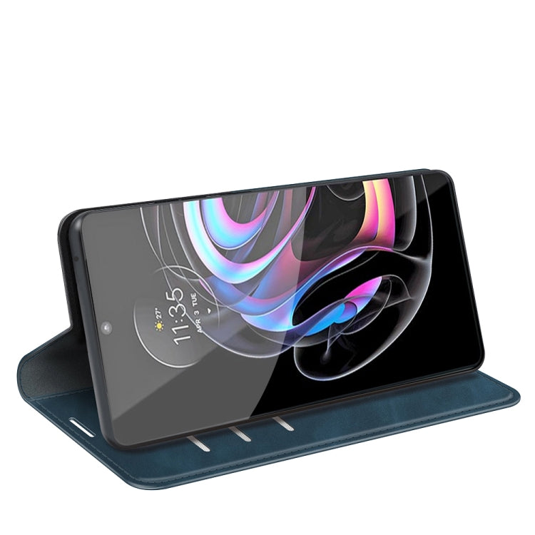 For Motorola Edge 20 Pro Retro-skin Business Magnetic Suction Phone Leather Case with Holder & Card Slots & Wallet