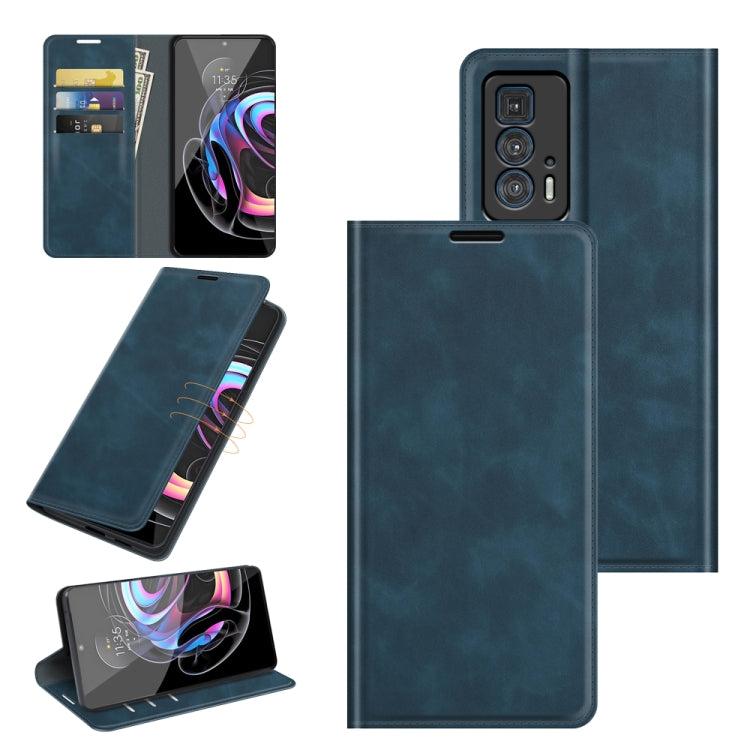 For Motorola Edge 20 Pro Retro-skin Business Magnetic Suction Phone Leather Case with Holder & Card Slots & Wallet