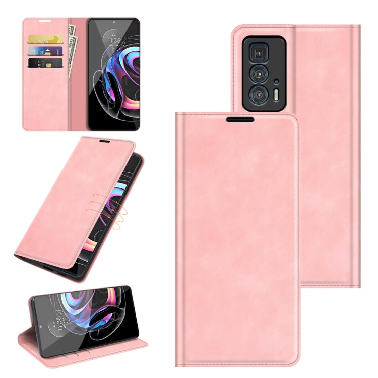 For Motorola Edge 20 Pro Retro-skin Business Magnetic Suction Phone Leather Case with Holder & Card Slots & Wallet