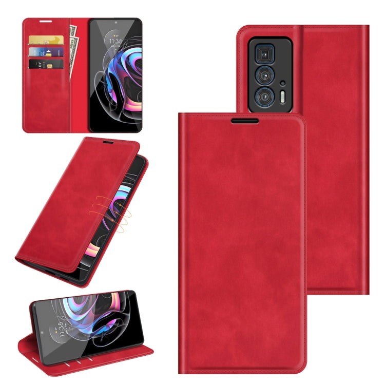 For Motorola Edge 20 Pro Retro-skin Business Magnetic Suction Phone Leather Case with Holder & Card Slots & Wallet