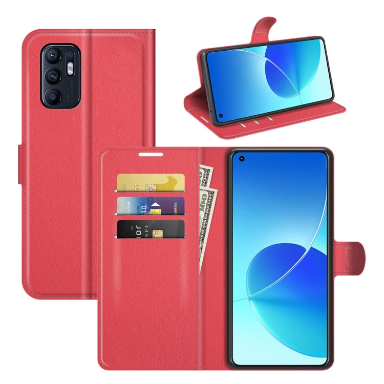 Litchi Texture Leather Phone Case For OPPO Reno6 4G