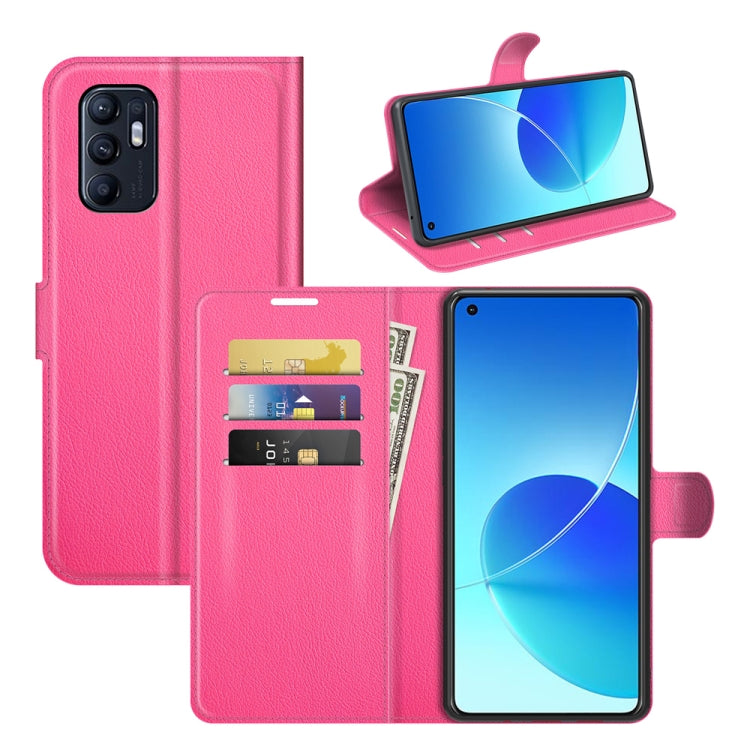 Litchi Texture Leather Phone Case For OPPO Reno6 4G