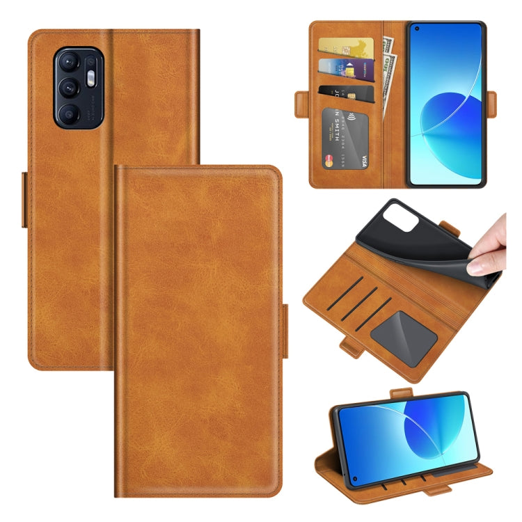 For OPPO Reno6 4G Dual-side Magnetic Buckle Horizontal Flip Leather Case with Holder & Card Slots & Wallet