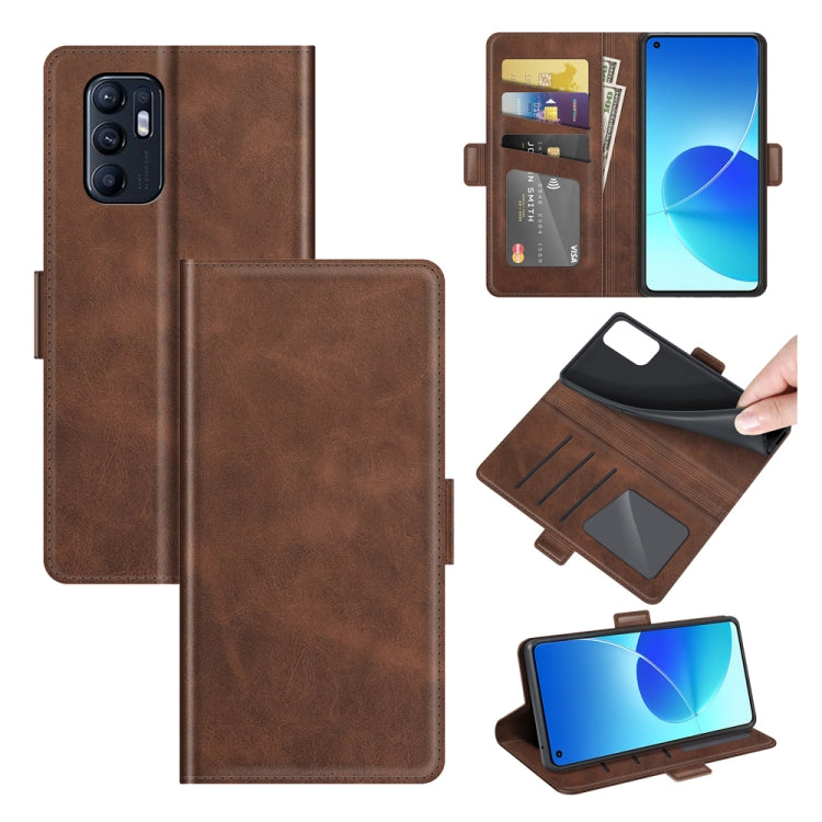 For OPPO Reno6 4G Dual-side Magnetic Buckle Horizontal Flip Leather Case with Holder & Card Slots & Wallet