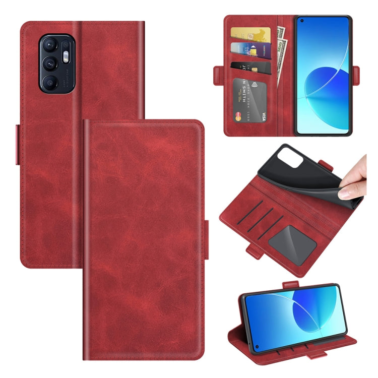 For OPPO Reno6 4G Dual-side Magnetic Buckle Horizontal Flip Leather Case with Holder & Card Slots & Wallet