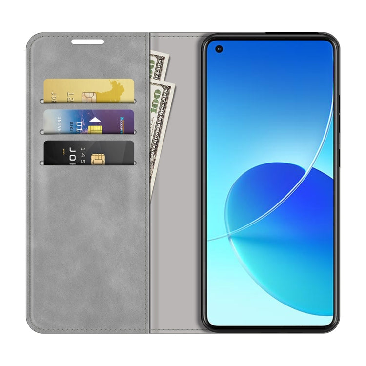 Retro-skin Magnetic Suction Leather Phone Case For OPPO Reno6 4G