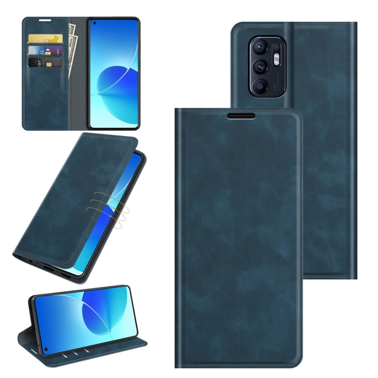 Retro-skin Magnetic Suction Leather Phone Case For OPPO Reno6 4G