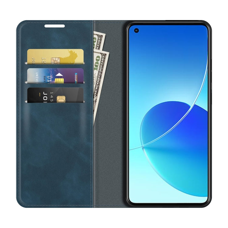Retro-skin Magnetic Suction Leather Phone Case For OPPO Reno6 4G