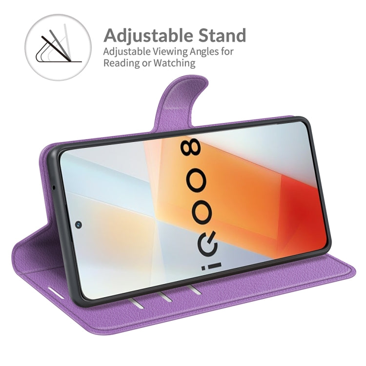 Litchi Texture Leather Phone Case For vivo iQOO 8