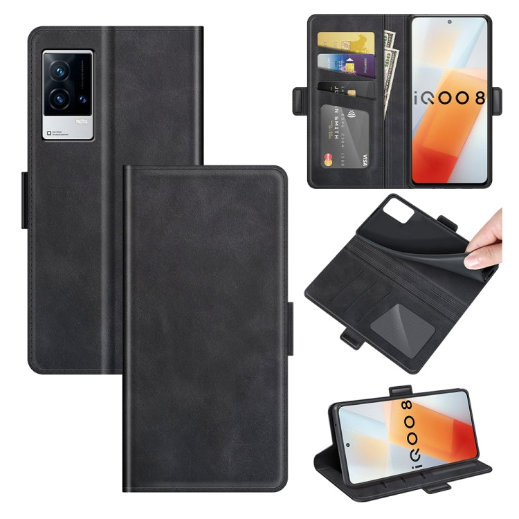 For vivo iQOO 8 Dual-side Magnetic Buckle Flip Leather Phone Case