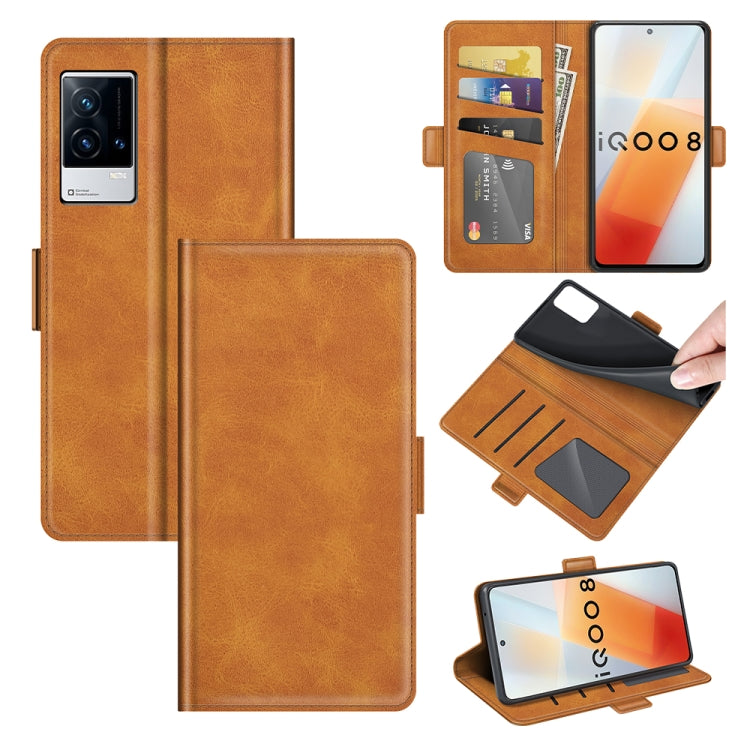 For vivo iQOO 8 Dual-side Magnetic Buckle Flip Leather Phone Case