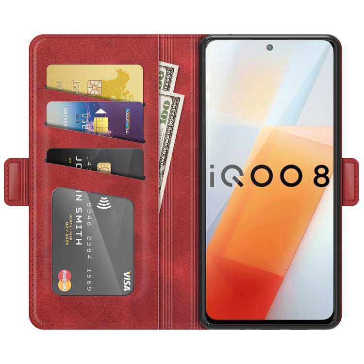 For vivo iQOO 8 Dual-side Magnetic Buckle Flip Leather Phone Case