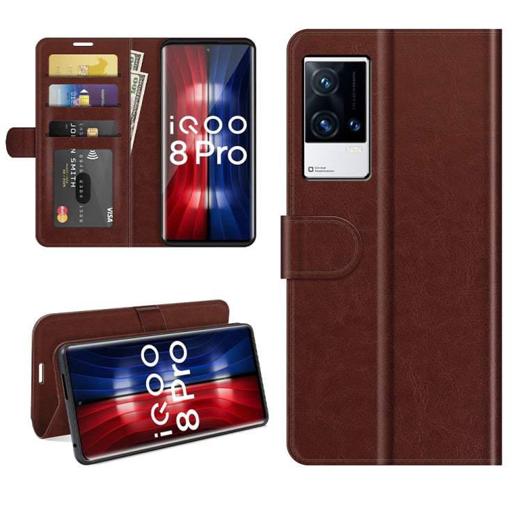 For vivo iQOO 8 Pro R64 Texture Single Horizontal Flip Protective Case with Holder & Card Slots & Wallet& Photo Frame