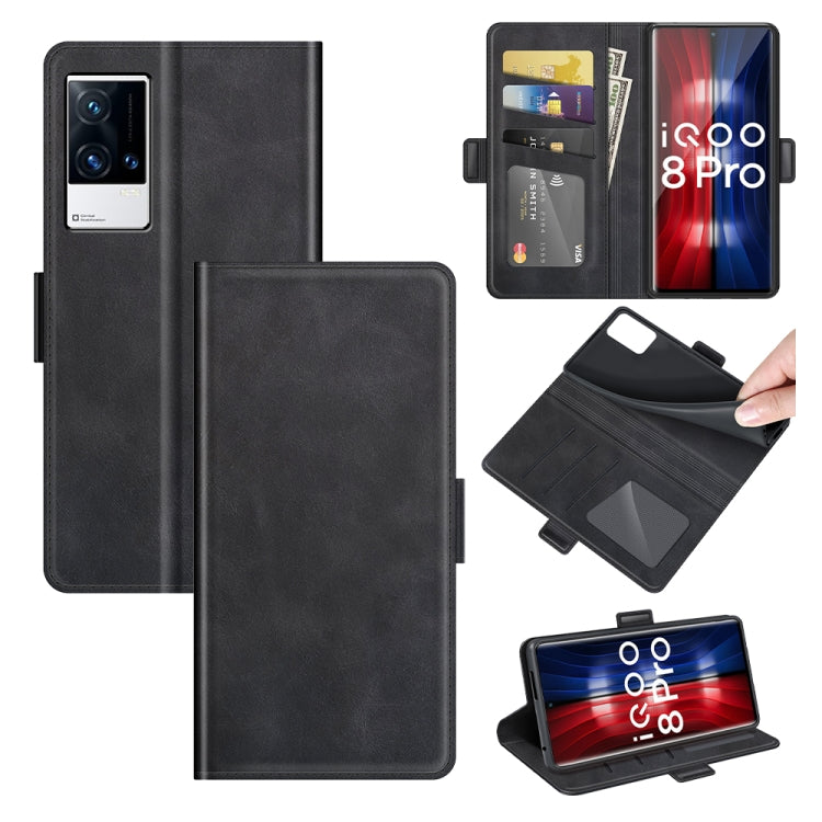 For vivo iQOO 8 Pro Dual-side Magnetic Buckle Flip Leather Phone Case