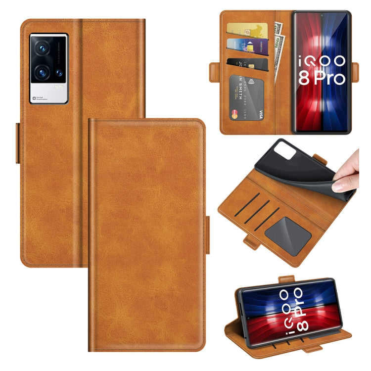 For vivo iQOO 8 Pro Dual-side Magnetic Buckle Flip Leather Phone Case