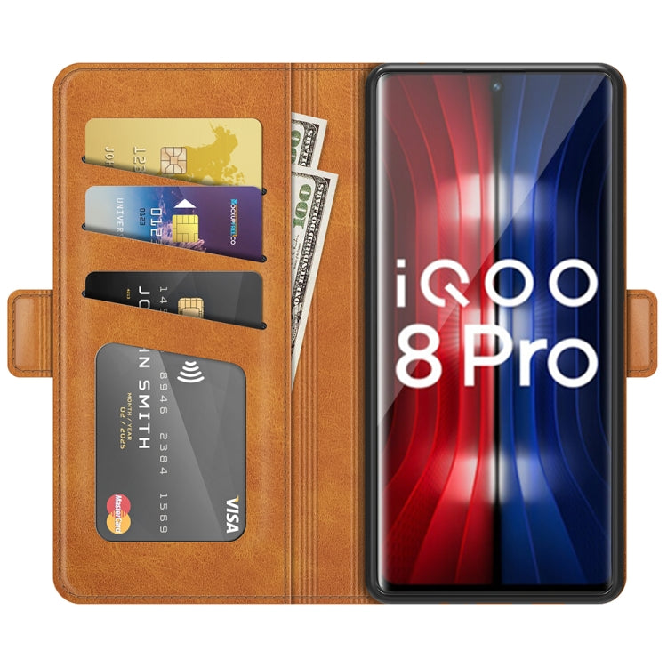 For vivo iQOO 8 Pro Dual-side Magnetic Buckle Flip Leather Phone Case