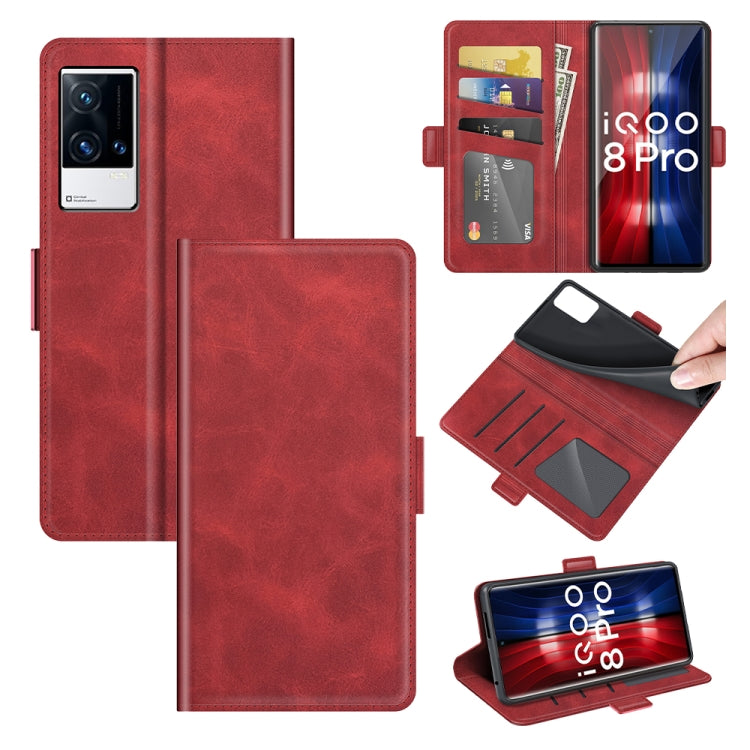 For vivo iQOO 8 Pro Dual-side Magnetic Buckle Flip Leather Phone Case