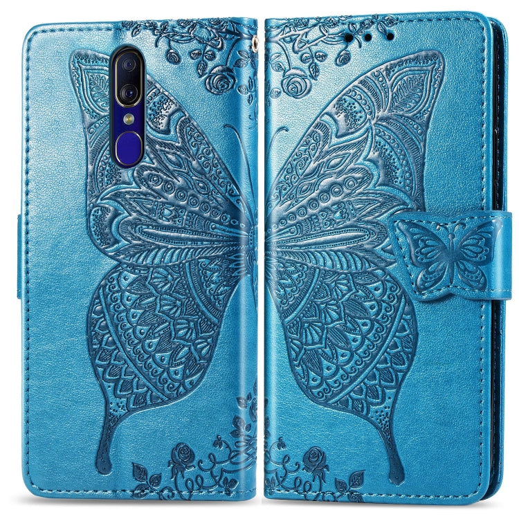 Butterfly Love Flowers Embossing Horizontal Flip Leather Case for OPPO F11, with Holder & Card Slots & Wallet & Lanyard