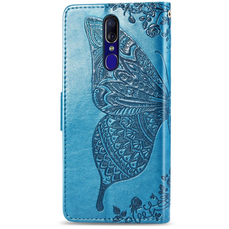 Butterfly Love Flowers Embossing Horizontal Flip Leather Case for OPPO F11, with Holder & Card Slots & Wallet & Lanyard