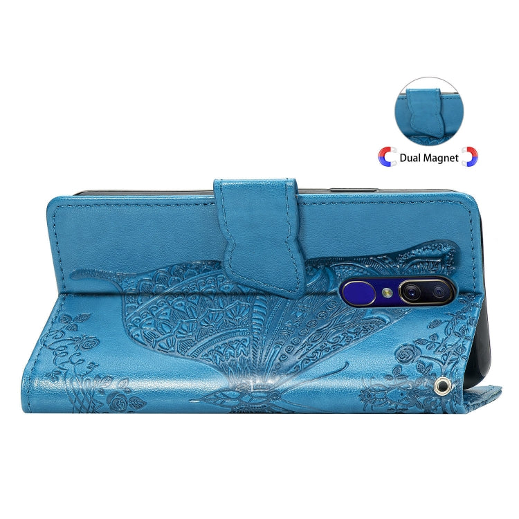 Butterfly Love Flowers Embossing Horizontal Flip Leather Case for OPPO F11, with Holder & Card Slots & Wallet & Lanyard