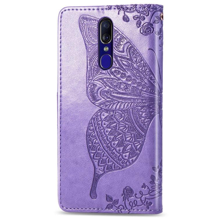 Butterfly Love Flowers Embossing Horizontal Flip Leather Case for OPPO F11, with Holder & Card Slots & Wallet & Lanyard