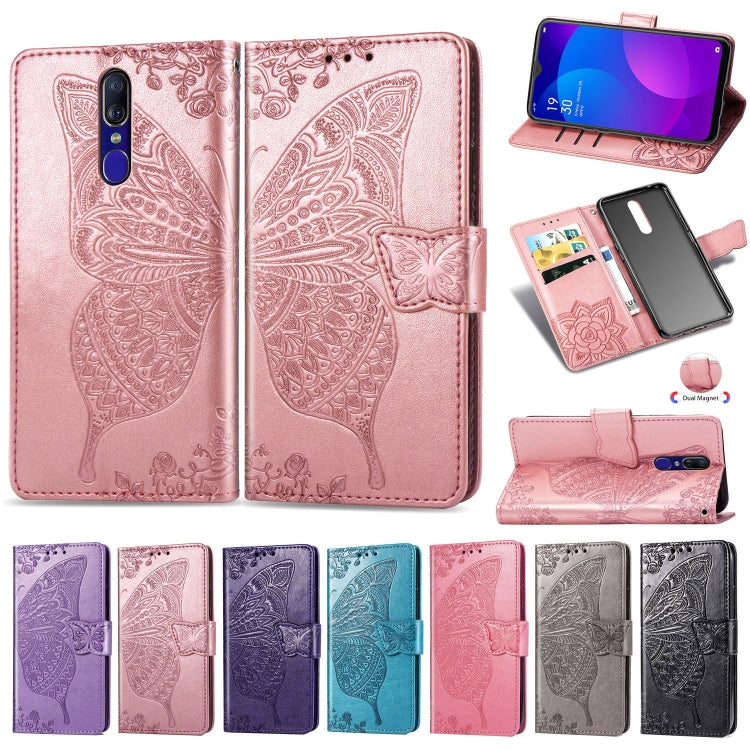 Butterfly Love Flowers Embossing Horizontal Flip Leather Case for OPPO F11, with Holder & Card Slots & Wallet & Lanyard