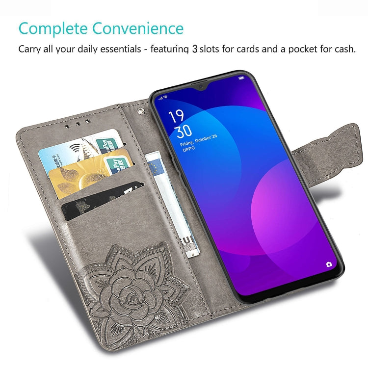 Butterfly Love Flowers Embossing Horizontal Flip Leather Case for OPPO F11, with Holder & Card Slots & Wallet & Lanyard