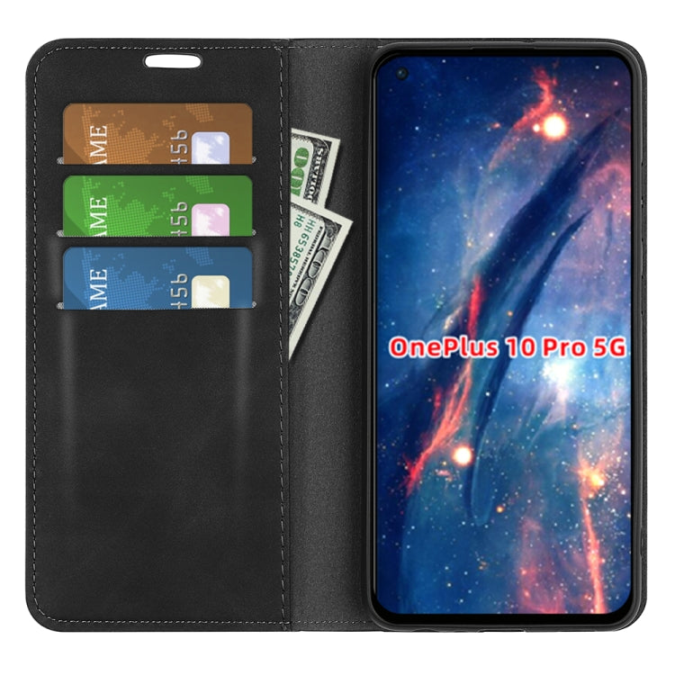 For OnePlus 10 Pro 5G Retro-skin Magnetic Suction Phone Leather Case with Holder & Card Slots & Wallet
