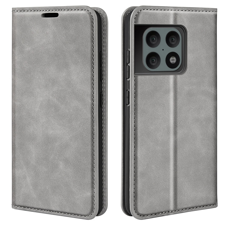 For OnePlus 10 Pro 5G Retro-skin Magnetic Suction Phone Leather Case with Holder & Card Slots & Wallet